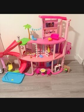 Barbie Multi-Level Pink Playset with Blue and Green Accents